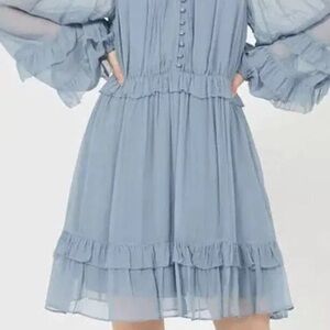 The Kooples Blue Ruffle Sleeve Dress